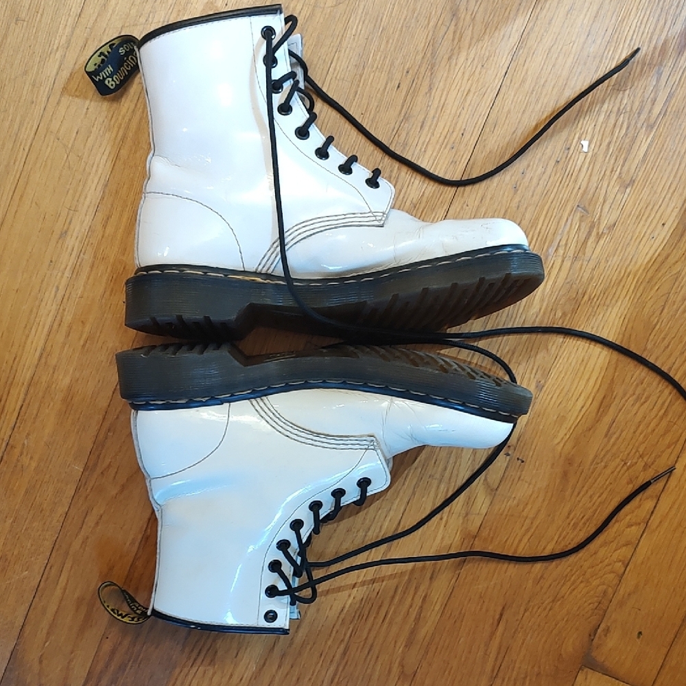 Doc Martens White Combat Boots Black Women's 8